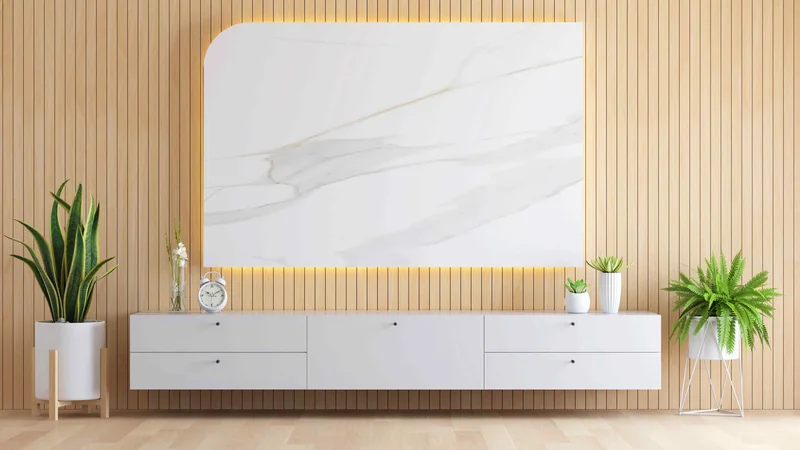 Индивидуальная ТВ панель со скрытой прокладкой кабелей и LED подсветкой